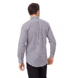 BLOUSE CHEF WORKS GINGHAM D500 DONKERBLAUW WIT GERUIT